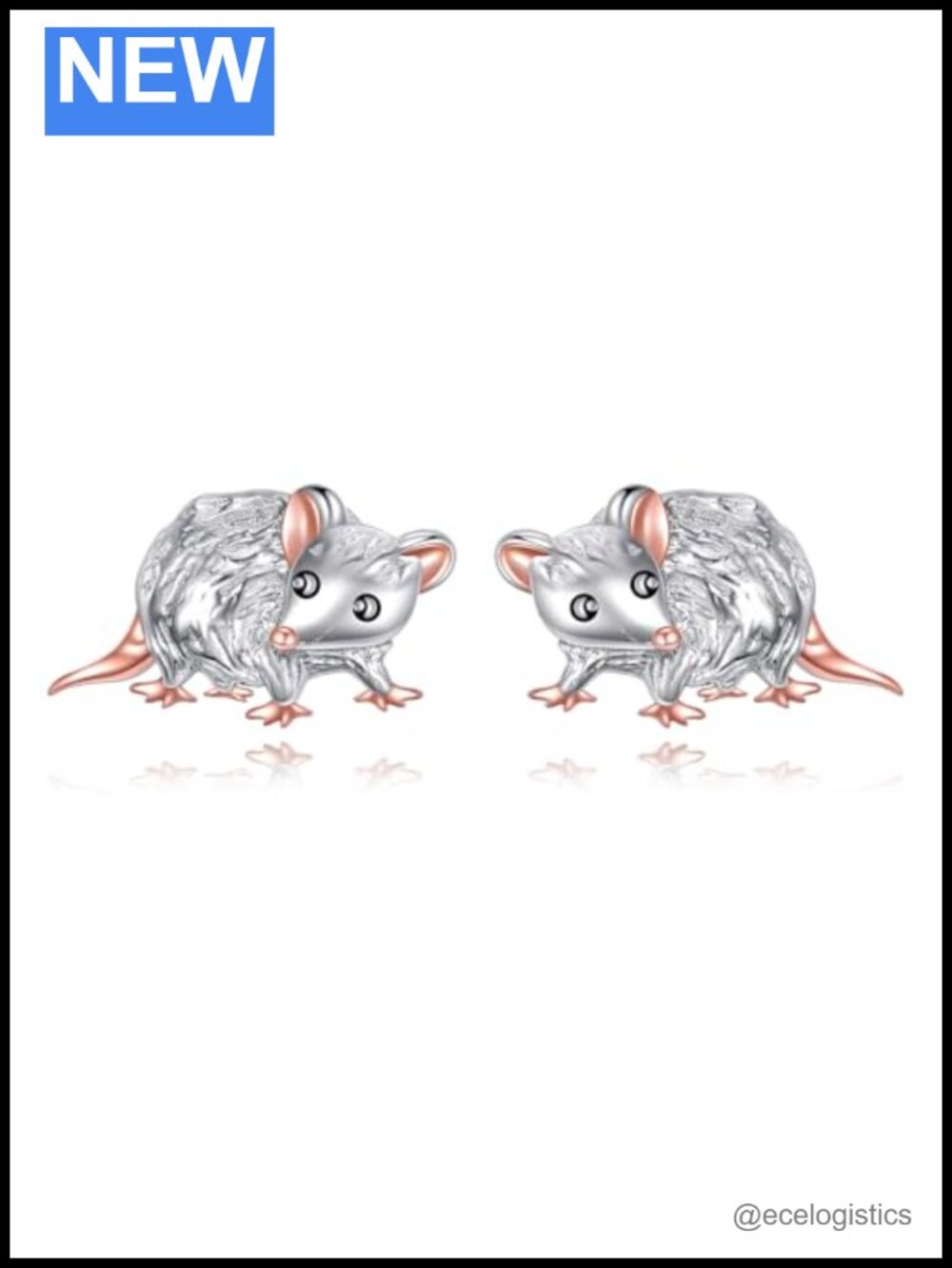 Sterling Silver 925 Animal Stud Earrings Cute Possum Jewelry Gift for Women